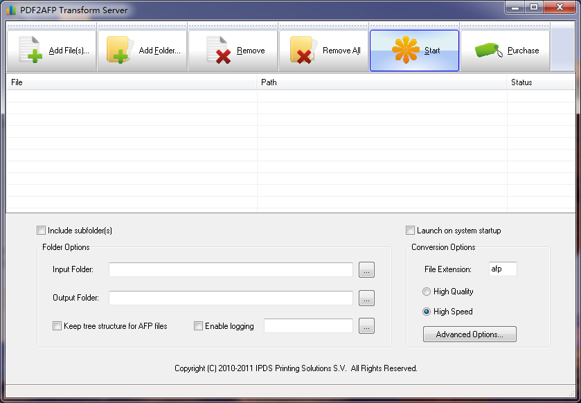 Screenshot for PDF2AFP Transform Server 1.02